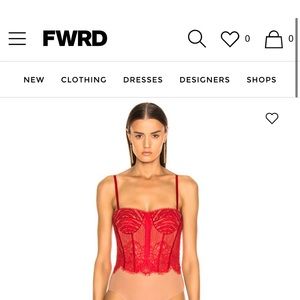 ❤️  JONATHAN SIMKHAI Mixed Lace Bustier Bodysuit Fire Red